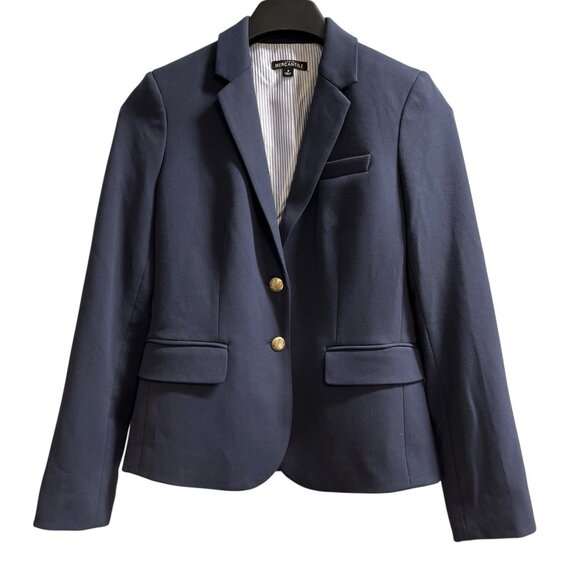 J Crew Mercantile Blazer Womens 2 Navy Schoolboy Gold Buttons Old Money Preppy - Picture 1 of 9